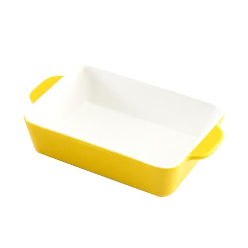 ZUNOXAZ Rechteckige Keramik Bakform Mikrowellengeeignet Gelb für Ofen und Backen Pflegeleicht aus Hochwertiger Keramik Design für Künstlerisches Kochen von ZUNOXAZ