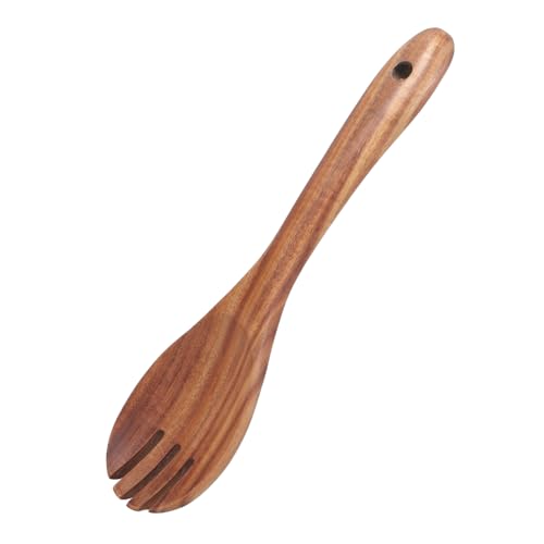 ZUNOXAZ Salatgabel Holz Langes Küchenutensil mit Ergonomischem Griff Vielseitiger Salatserver zum Wenden und Servieren Leicht zu Reinigen Robustes Holz für Effizientes Kochen von ZUNOXAZ