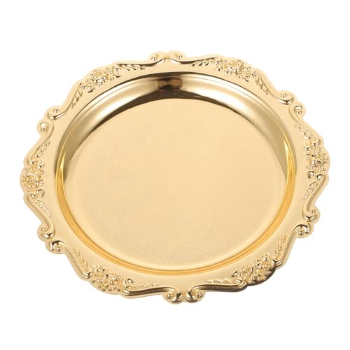 ZUNOXAZ Serviertablett aus Goldfarben Robust und Unzerbrechlich Dekoratives Deko Tablett für Snacks Kuchen Schmuck Aufbewahrung Vielseitiges Ablage und Partytablett für Hochzeit und von ZUNOXAZ