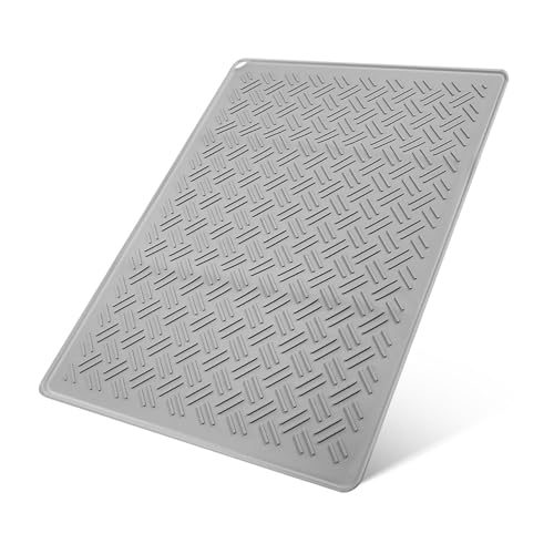 ZUNOXAZ Silikon Abtropfmatte für Küche Rutschfest Schnelltrocknend Hitzebeständig Groß mit Ablaufrillen und Aufhängeloch Platzsparend für Geschirr Spülbecken Theke von ZUNOXAZ