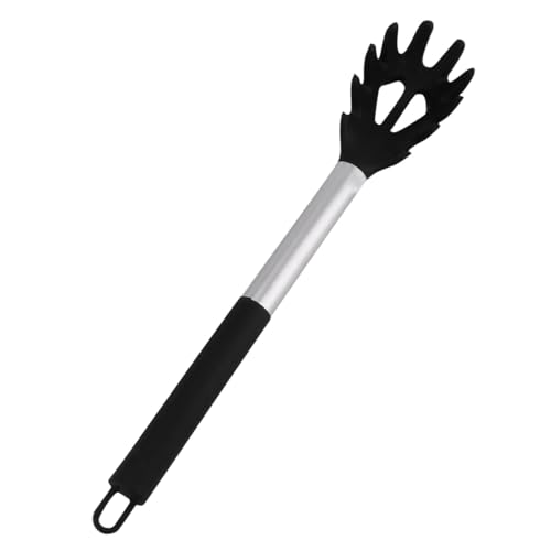 ZUNOXAZ Silikon Nudel sieb löffel Flexibel Hitzebeständig Lebensmittelecht für Pasta Kochen Servieren mit Aufhängeloch Küchenutensil Schwarz von ZUNOXAZ