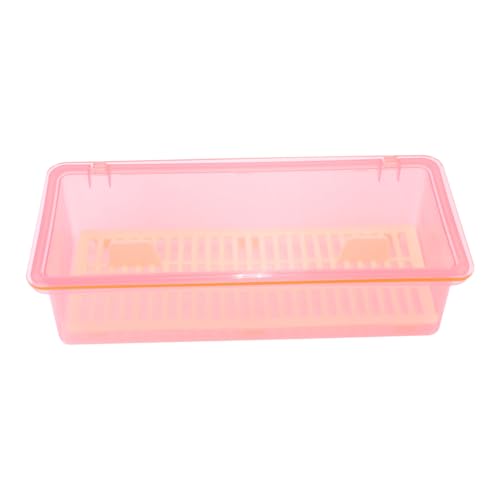 ZUNOXAZ Transparente Küchenbesteck aufbewahrungsbox mit Abtropffunktion und Deckel Lebensmittelechter Kunststoff Wasserfest Organizer für Essstäbchen Messer Gabeln Rosa Kompakte von ZUNOXAZ