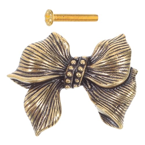 ZUNOXAZ Vintage Messing Kommodengriff Bowknot Form Langlebiges Finish Stilvoller Schrankgriff für Schublade Kleiderschrank Tür Möbelbeschlag Klassische Retro Dekoration von ZUNOXAZ