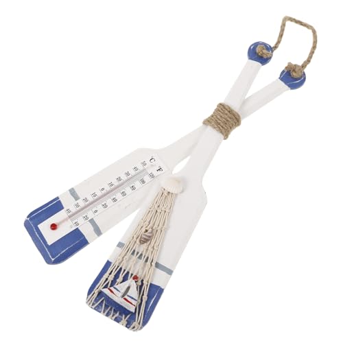 ZUNOXAZ Mediterraner Holzpaddle Wanddekoration Mit Thermometer Mini Holzruder Für Stilvolle Wohnaccessoires Für Bar Und Wanddekoration von ZUNOXAZ