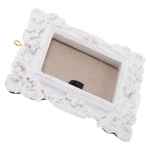 ZUNOXAZ Weihnachtsbaum Deko Weiß Resin Fotorahmen Ornament Prägung Retro Europäischer Stil Hängender Bilderrahmen Weihnachtsdeko für DIY Festliche Christbaumschmuck von ZUNOXAZ