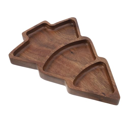 ZUNOXAZ Weihnachtsbaum Holz Servierbrett Festliches Multifunktionales Holztablett mit Fächern für Vorspeisen Frühstück Snacks und Trockenfrüchte Dekoratives Weihnachts von ZUNOXAZ