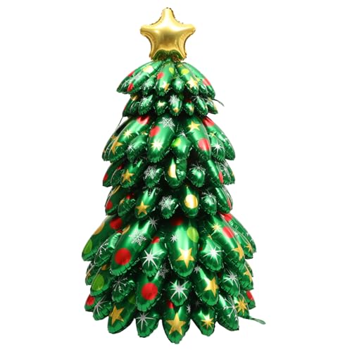 ZUNOXAZ Weihnachtsbaumballons Weihnachtsbaum aufblasbar Rasen Weihnachtsbaum-Requisite großer Weihnachtsbaumschmuck Aufblasbare Baubles im Freien aufblasbare Dekoration Aluminiumfolie Grün von ZUNOXAZ