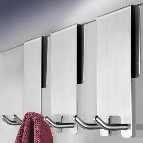 ZUNTO Handtuchhaken 3 Stück Duschhaken ohne Bohren, Edelstahl Handtuchhalter Duschwand für Handtuch und Duschabzieher, Haken Duschwand mit Gummipads für Glasdicken 6-12 mm von ZUNTO