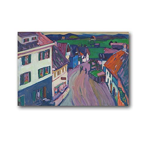 ZUOBO Murnau – Blick aus dem Fenster des Griesbräu (1908) Wassily Kandinsky berühmte Gemälde Bild Druck Leinwand Poster Wandfarbe Kunst Poster Dekor Moderne Heimkunstwerke 40 x 60 cm von ZUOBO