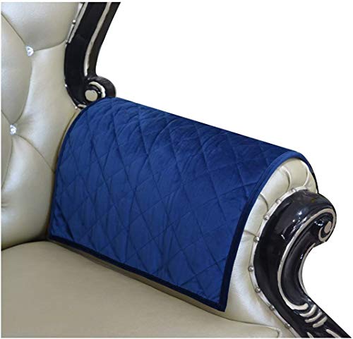 ZUODU rutschfeste, marineblaue Samt-Armlehnenbezüge für Stoffcouch, Ledersofa, gesteppter Möbelschutz für Hunde, Kinder, Haustiere, 2 Stück (Karierter marineblauer Samt) von ZUODU