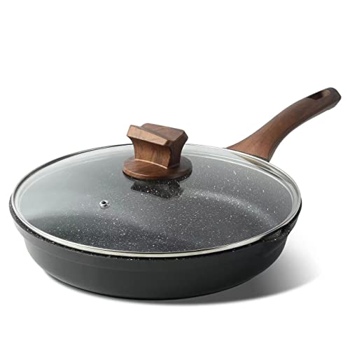 ZUOFENG Antihaft Pfanne Bratpfanne mit Deckel Beschichtet 28cm, Granit Pfannen Nonstick Frying Pan, Beschichtete Pfanne Für Gasherd Induktion von ZUOFENG