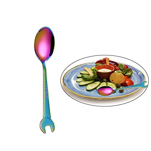 ZUOLUO Abendessen Messer Gabel Schraubenschlüssel Besteck Geschirr Spiegel polnisches Besteck Edelstahlbesteck Langlebiges Besteck Tischbesteck-Set Color Tea Spoon von ZUOLUO