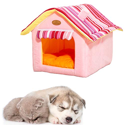 ZUOLUO Hundehöhle Kleine Hunde Hundehaus Für Drinnen Kätzchenbett Haustierbetten Für Hunde Hundekomfortbett Haustierbetten Für Katzen Haustiernest pink,M von ZUOLUO