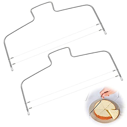 Leveler Kuchen Slicer Edelstahl Kuchenschneider Verstellbar Kuchenschneider Edelstahl Kuchen Cutter Slicer 2 Drähte Kuchenschneider Tortenheber für Perfekten Torten für Jeden Anlass und Feier 2pcs von ZUOMENDY18