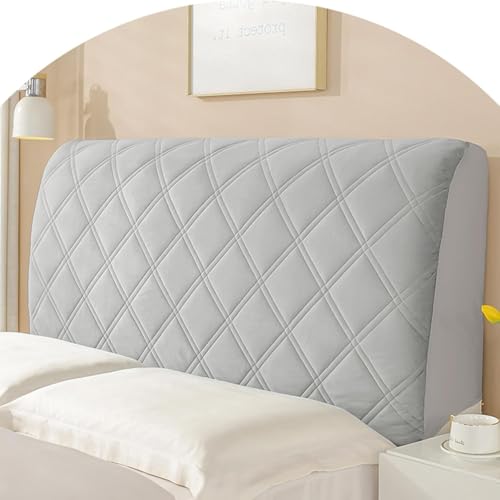 ZUOZHE Bett Kopfteilbezug Staubdicht Waschbar - Weicher Stretch Bezug Mit Polsterung Universell Für Alle Kopfteile Bis King Size - Schutz Und Dekoration Fürs Schlafzimmer(Light Gray,59in(150cm)) von ZUOZHE