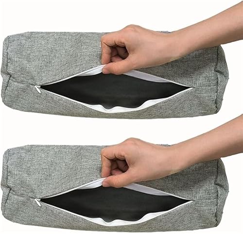 ZUOZHE Nackenkissenbezug 2er Pack Abnehmbarer Kissenbezug Weicher Atmungsaktiver Hochwertiges Leinen Bezug Mit Reißverschluss Für Nackenrolle Und Memory-Schaum-Kissen(#2,20x120cm/6 x47in) von ZUOZHE