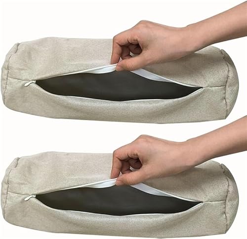 ZUOZHE Nackenkissenbezug 2er Pack Abnehmbarer Kissenbezug Weicher Atmungsaktiver Hochwertiges Leinen Bezug Mit Reißverschluss Für Nackenrolle Und Memory-Schaum-Kissen(#4,20x120cm/6 x47in) von ZUOZHE