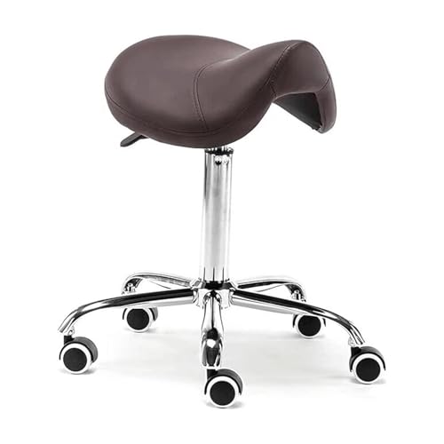 ZUOZUIYQ Professioneller Sattelhocker PU Leder Rolling Stuhl Hift Meldung Stuhl 48-60 cm Verstellbarer Schwenkhocker tragender 150 kg von ZUOZUIYQ