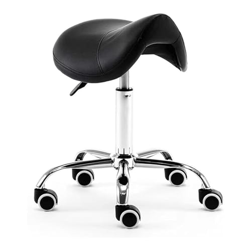 ZUOZUIYQ Professioneller Sattelhocker PU Leder Rolling Stuhl Hift Meldung Stuhl 48-60 cm Verstellbarer Schwenkhocker tragender 150 kg von ZUOZUIYQ