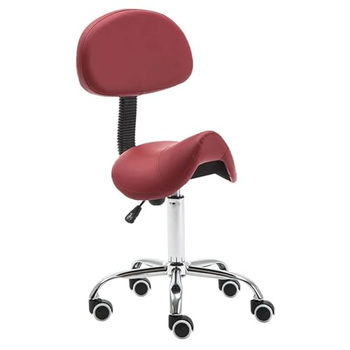ZUOZUIYQ Sattelhocker Schwenkrolling Stuhl mit Rückenunterstützung und Rädern Ergonomisch Einstellbarer Gasliftstuhl für Clinic Hair Salon Lab Kitchen Home Office von ZUOZUIYQ