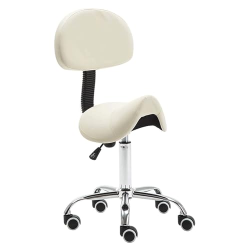 ZUOZUIYQ Sattelhocker Schwenkrolling Stuhl mit Rückenunterstützung und Rädern Ergonomisch Einstellbarer Gasliftstuhl für Clinic Hair Salon Lab Kitchen Home Office von ZUOZUIYQ
