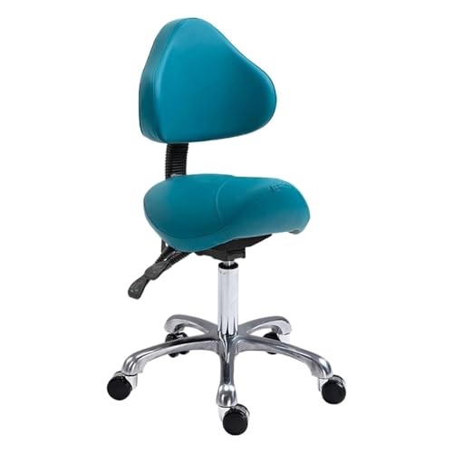 ZUOZUIYQ Sattelhocker auf Rädern drehbar Verstellbarer Hocker, Schönheitshocker -Stuhl mit Rückenunterstützung, ergonomischer Sattelstuhl Rolling Stuhl von ZUOZUIYQ