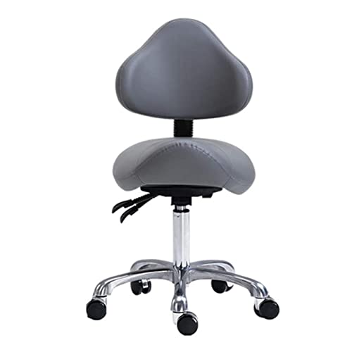 ZUOZUIYQ Verstellbare Sattelhocker -Stühle mit Rückenunterstützung Ergonomic Rolling Kosethetician Sitz für Salon Tattoo Shop Home Dentist Clinic, Gray von ZUOZUIYQ
