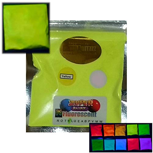 Fluoreszierendes Neon UV-UV-Schwarzlicht-Glow-Pulver - 10 Farben erhältlich 25g YELLOW von ZUPERPAINT