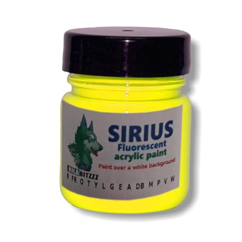 ZUPERPAINT Sirius fluoreszierende leuchtende Acryl-Premiumfarbe, Auswahl aus 14 Farben (Gelb, 60 ml) von ZUPERPAINT