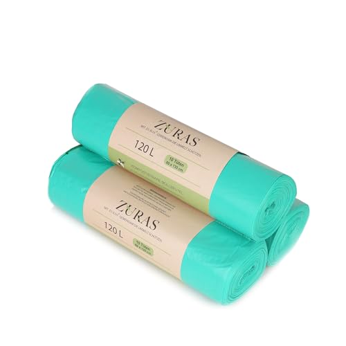 ZURAS® 120/140 Liter 88x130 cm Biomüllbeutel 30 Stk. kompostfähige, biologisch abbaubare Müllbeutel auf pflanzlicher Basis, DIN EN 13432 zertifiziert und geprüft, reißfest und wasserdicht ZURAS® 120/140 Liter 88x130 cm Biomüllbeutel 30 Stk. kompostfähige, biologisch abbaubare Müllbeutel auf pflanzlicher Basis, DIN EN 13432 zertifiziert und geprüft, reißfest und wasserdicht von ZURAS