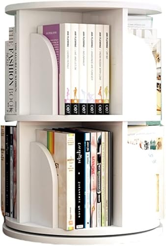 2-lagiges, um 360° drehbares weißes Bücherregal, stapelbares Bücherregal, vertikales Bücherregal, vom Boden bis zur Decke reichendes Präsentationsregal (weiß 50 * 66 cm) Warm as Ever von ZURBAQD