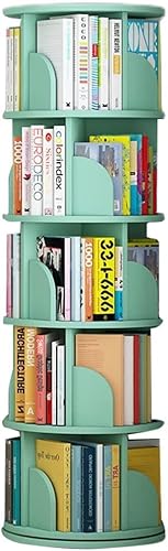 4/5-stöckiges Bücherregal, um 360 Grad drehbar, einfaches Bücherregal, 60 cm breit, Aufbewahrungsregal, Standregale für Zuhause, Büro, Wohnzimmer, Arbeitszimmer (Farbe: Weiß, Größe: 60 x 160 cm) (Grün von ZURBAQD