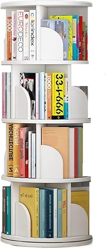 4/5-stöckiges Bücherregal, um 360 Grad drehbar, einfaches Bücherregal, 60 cm breit, Aufbewahrungsregal, Standregale für Zuhause, Büro, Wohnzimmer, Arbeitszimmer (Farbe: Weiß, Größe: 60 x 160 cm) (Weiß von ZURBAQD