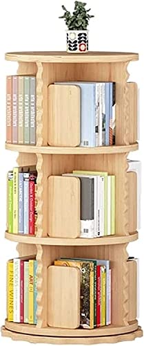Bücherregal, Bilderbuchregal, aus Holz, drehbar, um 360 Grad, vom Boden bis zur Decke, Leseregal für den Haushalt (Farbe: 4 Ebenen) (3 Ebenen) Warm as Ever von ZURBAQD