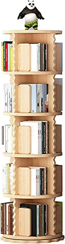 Bücherregal, Bilderbuchregal, aus Holz, drehbar, um 360 Grad, vom Boden bis zur Decke, Leseregal für den Haushalt (Farbe: 4 Ebenen) (5 Ebenen) Warm as Ever von ZURBAQD