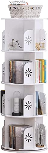 Bücherregal, um 360 Grad drehbares Regal, Boden, Studententisch, einfaches Lagerregal für Zuhause (Farbe: A, Größe: dreilagig) (A, vierlagig) Warm as Ever von ZURBAQD