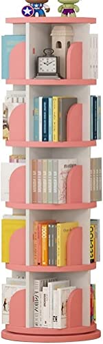 Drehbarer 3/4/5-stufiger Aufbewahrungsturm, um 360° drehbares kreatives Bücherregal, freistehendes Bücherregal in modernem Design für den Heim- und Bürogebrauch (Farbe: Rosa, Größe: 50,5 * 97 cm) von ZURBAQD