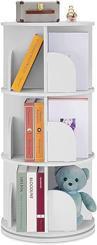 Drehbares Bücherregal, kreatives, um 360° drehbares, einfaches Zerlegbares Bücherregal, Eckbücherregal (Farbe: Weiß, Größe: 40 * 40 * 66 cm) (Weiß 40 * 40 * 97 cm) Warm as Ever von ZURBAQD
