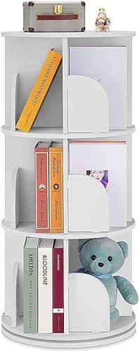 Drehbares Bücherregal, kreatives, um 360° drehbares Bücherregal, einfache Demontage, Bücherregale, Eck-Bücherregal (Farbe: Weiß, Größe: 40 x 40 x 66 cm) (weiß 40 x 40 x 97 cm) Warm as Ever von ZURBAQD