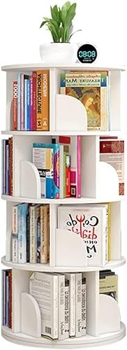 Drehbares Bücherregal B, kreatives, um 360° drehbares Bücherregal, Schlafzimmer, Wohnzimmer, Bibliothek, drehbares Bücherregal (Farbe: Weiß, Größe: 3 Schichten (46 x 98 cm)) (weiß, 4 Schichten (46 x von ZURBAQD