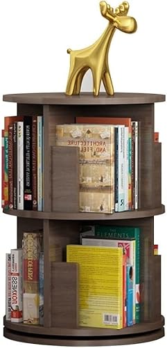 Holzfarbenes, um 360° drehbares, kreatives Bücherregal, einfaches Holzregal, Boden, Multi-Store-Bücherturm für den Heim- und Bürogebrauch (Farbe: Braun, Größe: 4 Schichten (46 x 131 cm)) (Braun, 2 von ZURBAQD