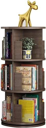 Holzfarbenes, um 360° drehbares, kreatives Bücherregal, einfaches Holzregal, Boden, Multi-Store-Bücherturm für den Heim- und Bürogebrauch (Farbe: Braun, Größe: 4 Schichten (46 x 131 cm)) (Braun, 3 von ZURBAQD