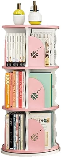 Kreatives, um 360° drehbares Bücherregal, einfach zerlegbare Bücherregale, WPC-Bücherregal, hohes Eck-Bücherregal, Eck-Bücherregal für Studenten (Farbe: Rosa, Größe: 50 x 97 cm) (Rosa 50 x 97 cm) Warm von ZURBAQD