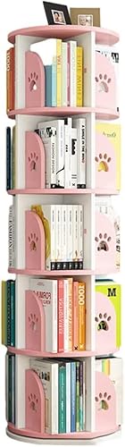 Kreatives, um 360° drehbares Bücherregal, einfache Demontage, einfaches Bücherregal für Studentenecken, kreative drehbare Bücherregale für Zuhause/Büro/Kinderzimmer (Farbe: Rosa, Größe: 50 x 128 cm) von ZURBAQD
