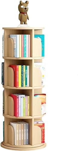 Um 360° drehbares Bücherregal, einfache Demontage, einfaches Bücherregal für Studenten, für Schlafzimmer, Kommode (Farbe: Holzfarbe, Größe: 50,5 x 129 cm) (Holzfarbe: 50,5 x 129 cm) Warm as Ever von ZURBAQD
