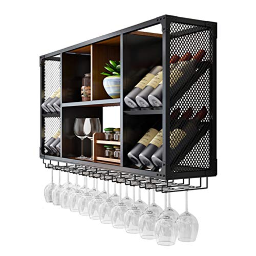 ZURBAQD Einfacher Weinglashalter für Restaurants, hängende Stielglasregale (schwarz), wandmontiertes Dekorationsregal, Stielglasaufbewahrung, doppellagig Warm as Ever von ZURBAQD