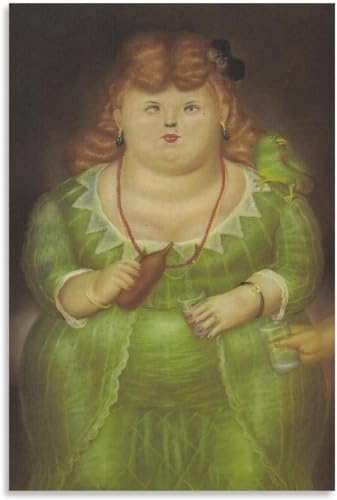 ZUREGO Fernando Botero Poster und Drucke „Frau mit Papagei“, Leinwand-Wandkunst, Fernando Botero-Gemälde für Wohnzimmer, Dekor, Bild, 30 x 40 cm, ohne Rahmen von ZUREGO