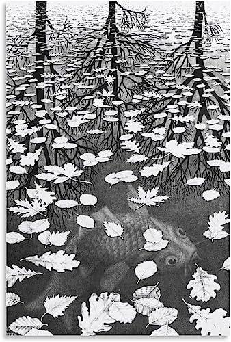 ZUREGO M.C. Escher Poster《DREI Welten》Wandkunst M.C. Escher Drucke M.C. Escher Malerei Leinwand Für Wohnzimmer Wandkunst Dekor Bild 40x60cm Kein Rahmen von ZUREGO