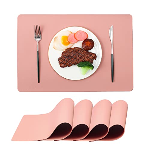Rosa Tischsets 4er-Set, hitzebeständig, wasserdicht, waschbar, abwischbar, für den Innen- und Außenbereich, Platzsets für Esstisch (Rosa4) von ZURLEFY