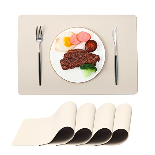 ZURLEFY Durable Platzsets 4er Set, waschbare Indoor Outdoor Platzsets für Esstisch Matten (Beige4) von ZURLEFY